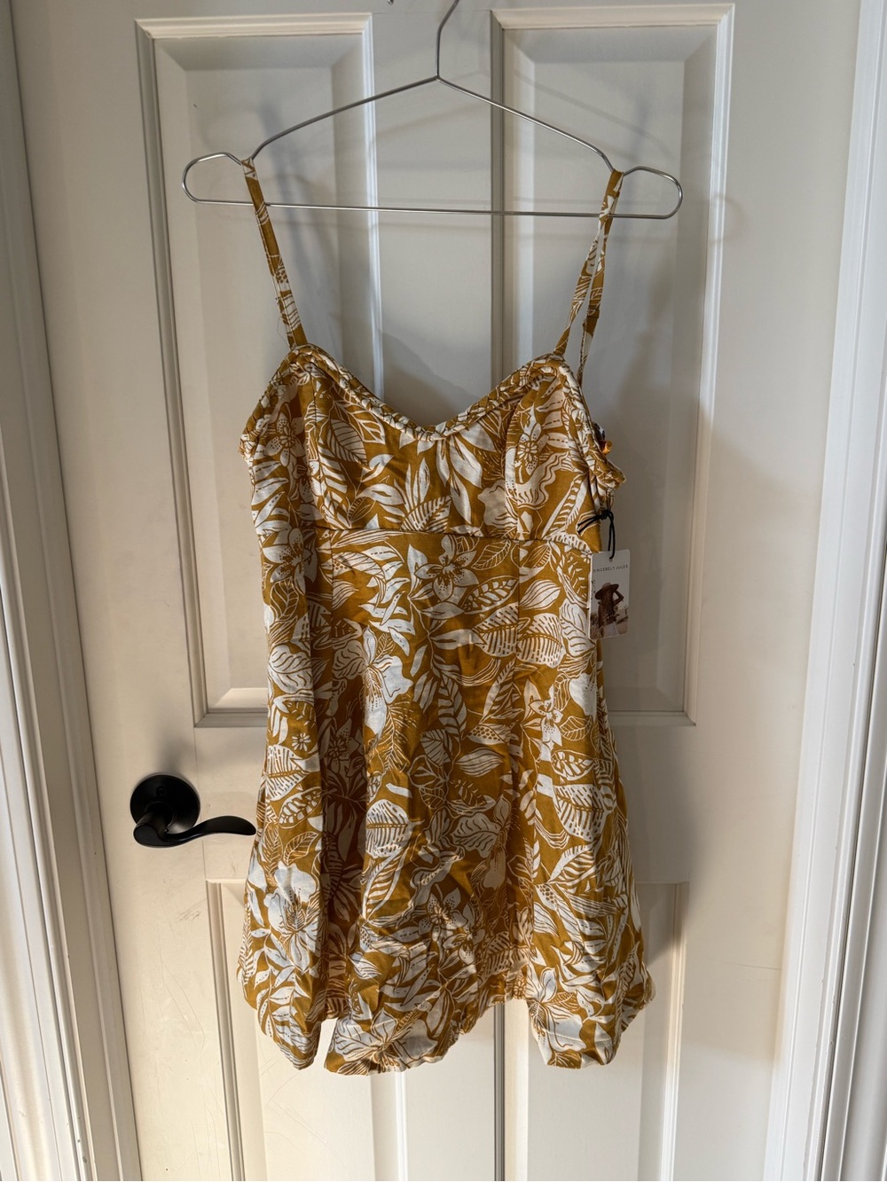 Sincerely Jules Dress Yellow Floral Spaghetti Strap Sundress Size Small